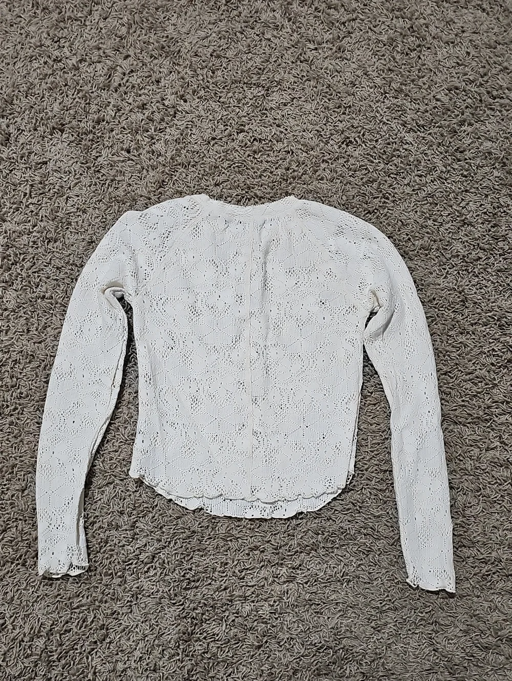 Free People In The Meadow Tee Ivory Crochet Lace XS Long-Sleeve Top